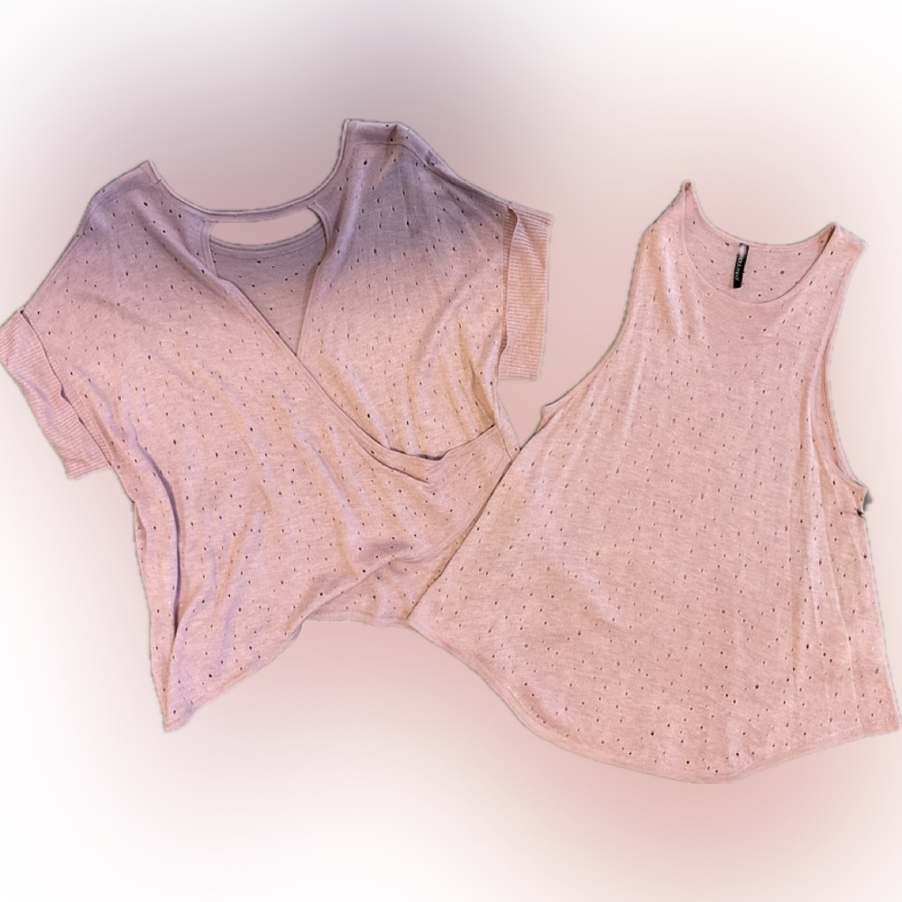 Soft mauve speckle sweater bundle.
